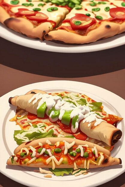 Zdjęcie Świeża domowa włoska pizza margherita z bufalową mozzarellą i bazylią