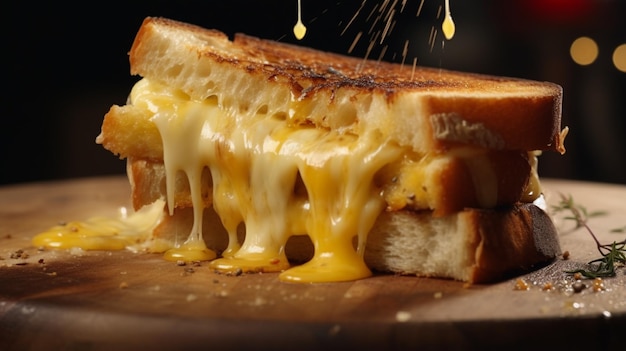 Zdjęcie Świeża grillowana kanapka z serem topionym