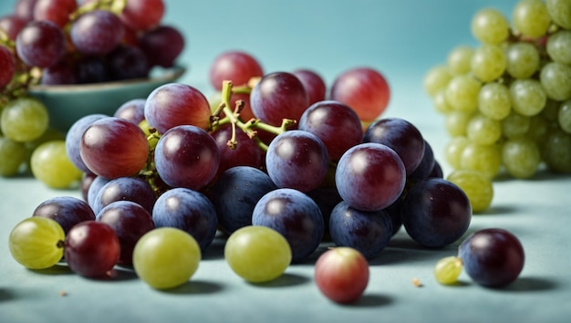 Świeża gromada ciemnoczerwonych winogron na jasnym tle
