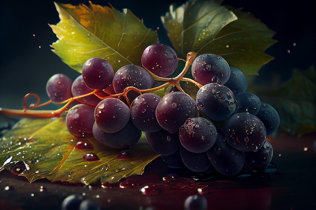 Świeża kiść winogron po zbiorach