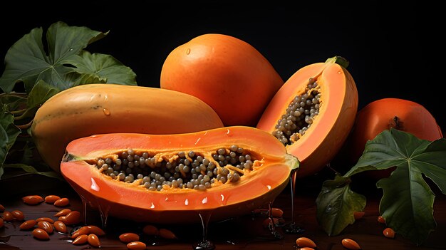 Świeża papaja na desce do krojenia generatywnej ai