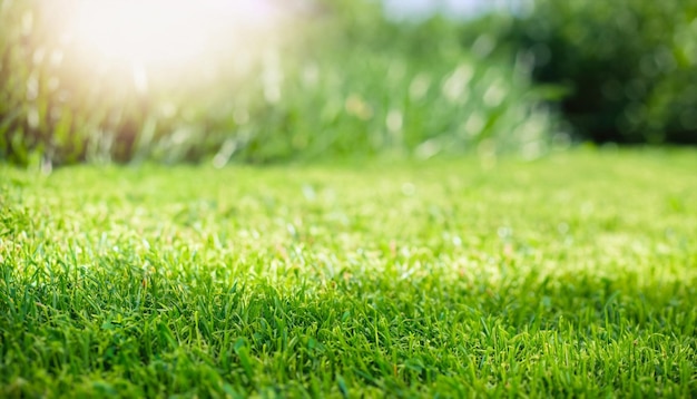 Świeża zielona trawa Tło trawnika w słoneczny letni dzień w parku