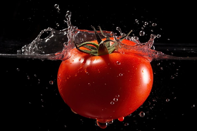 świeże czerwone pomidory wpadające do wody