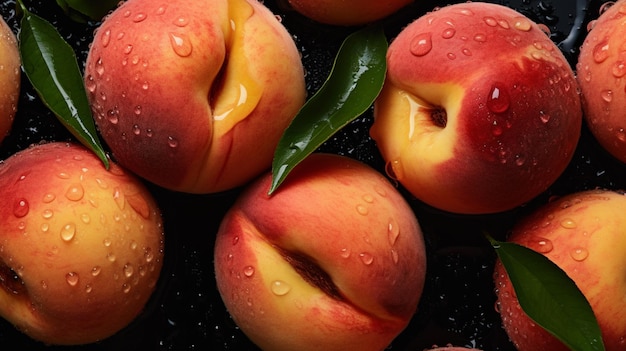 Świeże dojrzałe brzoskwinie owoce estetyczne zdjęcia tapeta ultra hd AI generowana sztuka