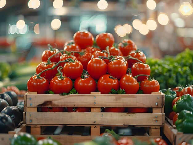 Świeże dojrzałe warzywa pomidorowe w sklepie