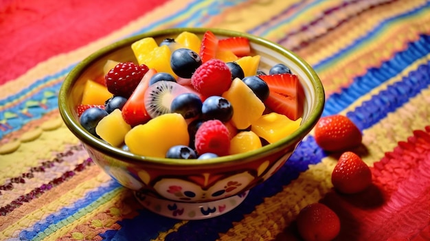 Świeże i zdrowe sałatki z owoców tropikalnych generatywne ai
