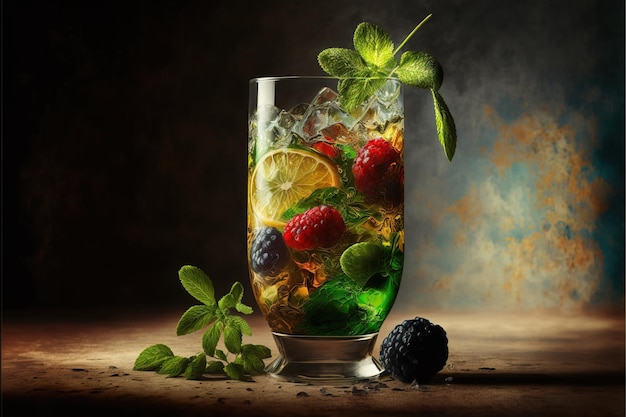 Świeże koktajle z owocami i soki tropikalne napoje generatywne AI