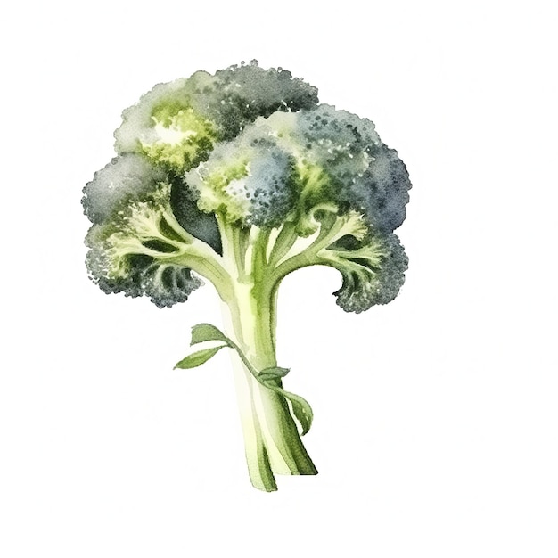 Świeże organiczne brokuły warzywne kwadratowe ilustracje akwarelowe