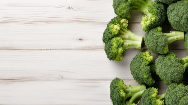 Świeże organiczne brokuły warzywo fotorealistyczne poziome tło zdrowa dieta wegetariańska AI wygenerowane tło z copyspace soczyste brokuły warzywo