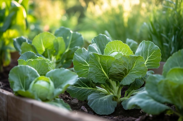 Świeże organiczne brukselki rosnące w ogrodzie Uprawa własnych warzyw owocowych