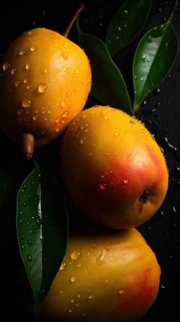 Świeże Organiczne Owoce Mango Pionowe Tło
