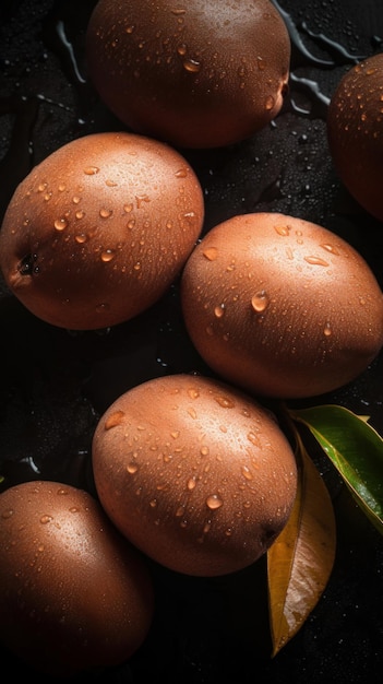 Świeże Organiczne Owoce Sapodilla Pionowe Tło