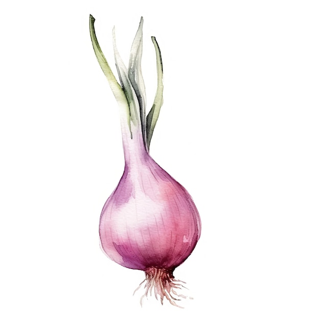 Świeże organiczne warzywa Shallot kwadratowe ilustracje akwarelowe