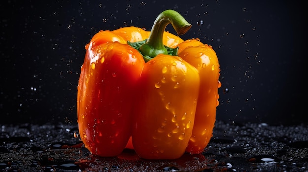 Zdjęcie Świeże organiczne warzywa z pieprzu dzwonkowego fotorealistyczna ilustracja pozioma zdrowa dieta wegetariańska ai generowane jasne ilustracje z pysznymi, soczystemi warzywami z papryki dzwonkowej