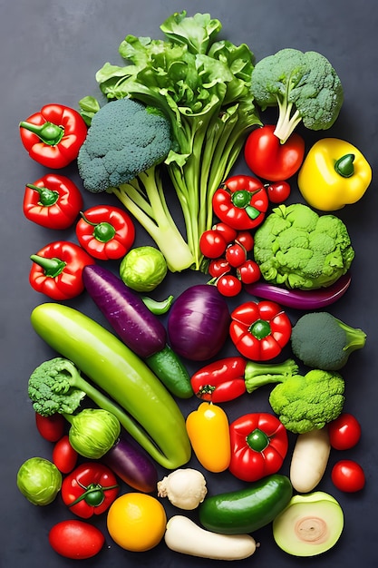 Zdjęcie Świeże organiczne zdrowe warzywa i owoce z białym tłem generowanym przez sztuczną inteligencję
