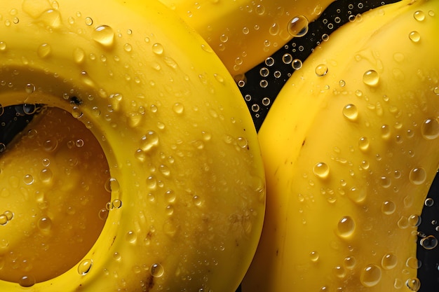 Świeże owoce bananowe widoczne krople wody prezentują produkty