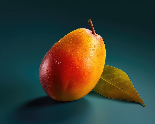 Świeże owoce mango latające w studio tle restauracji i ogrodu