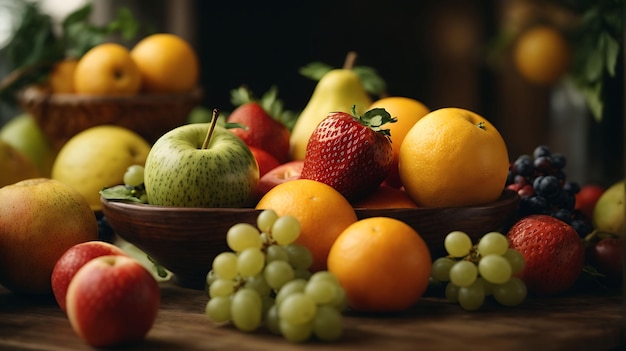 Świeże owoce Różnorodne owoce kolorowe czyste jedzenie Tło owocowe