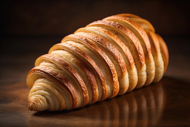 Świeże pieczone croissanty na drewnianym stole