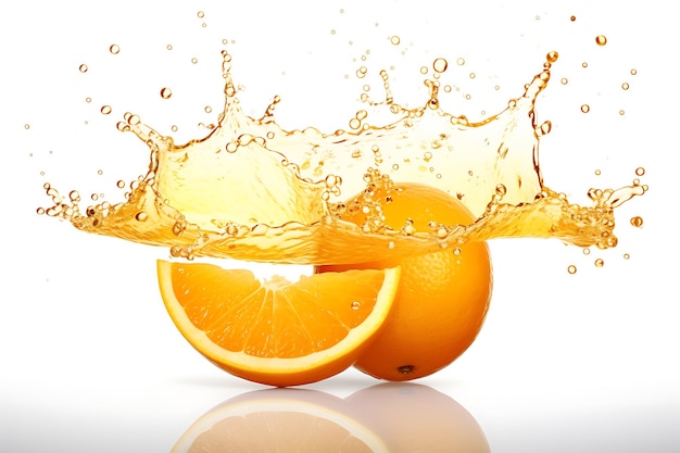 Świeże połowę dojrzałego pomarańczowego owocu z sokem pomarańczowym w wodzie