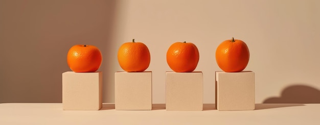 Świeże pomarańczowe cytrusy na minimalistycznych chodnikach Jasna wizytówka zdrowej żywności