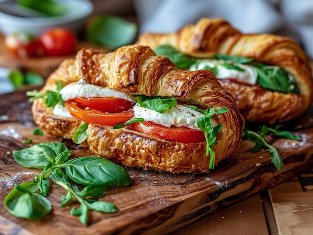 Zdjęcie Świeże składniki do kanapki croissant