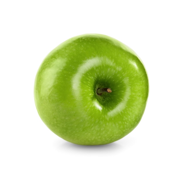 Świeże soczyste zielone jabłko na białym tle