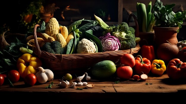 Świeże warzywa drewniany stół na rynku spożywczym