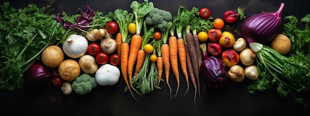 Świeże warzywa, organiczne, zdrowe, wegańskie jedzenie na czarnym tle