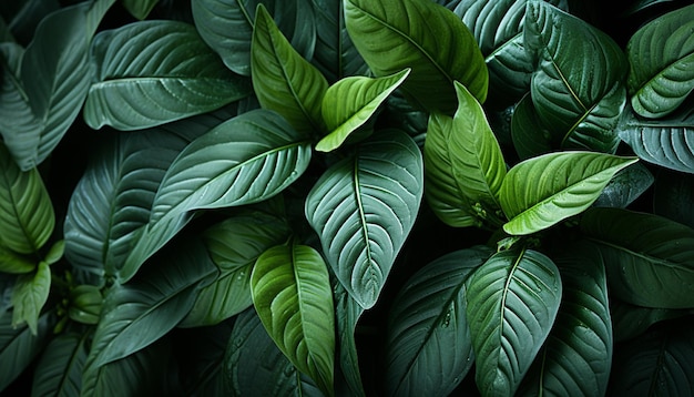 Świeże zielone liście tworzą żywy letni wzór generowany przez sztuczną inteligencję