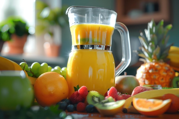 Świeże, żywe składniki do smoothie i blender blender