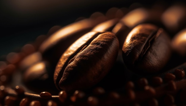 Świeżo palone ziarna kawy tworzą pachnące uzależnienie od kofeiny generowane przez sztuczną inteligencję