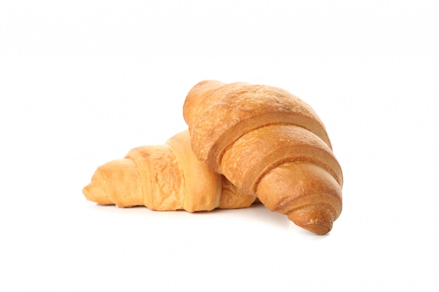 Świeżo Piec Croissants Odizolowywający Na Białym Tle