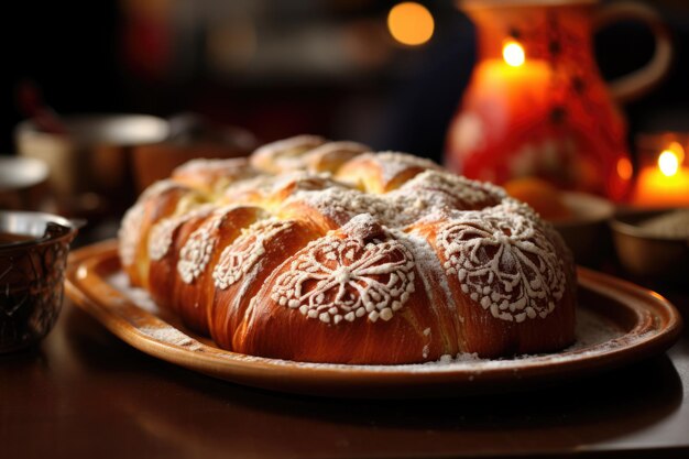 Zdjęcie Świeżo pieczone pan de muerto symbolizujące kruchość życia w świętowaniu dnia zmarłych