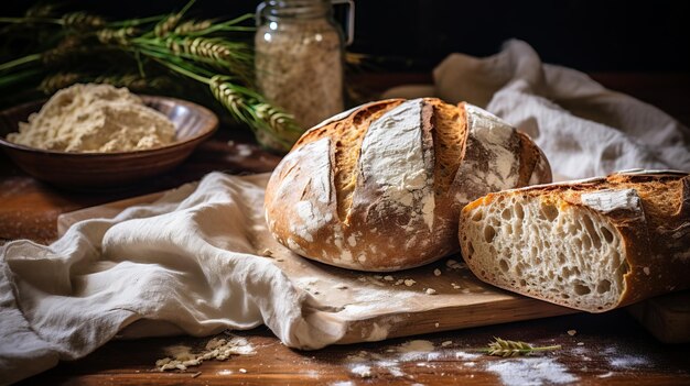 Zdjęcie Świeżo przygotowany chleb w domowej piekarni