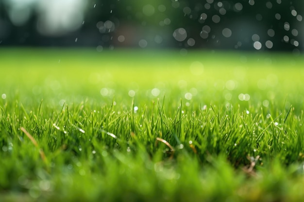 Zdjęcie Świeżo skoszona trawa z widocznymi unoszącymi się cząstkami