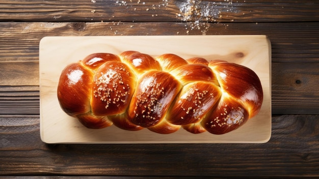 Świeżo upieczony chleb chałkowy Fotorealistyczne poziome tło Chrupiące ciasto Wyśmienita piekarnia AI Wygenerowane tło z przestrzenią do kopiowania Tradycyjny chleb chałkowy