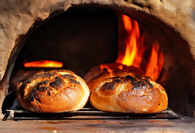 Zdjęcie Świeżo upieczony chleb w piekarniku