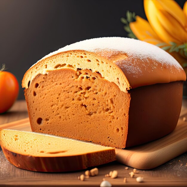 Świeżo upieczony domowy chleb razowy Zbliżenie chleba pełnoziarnistego