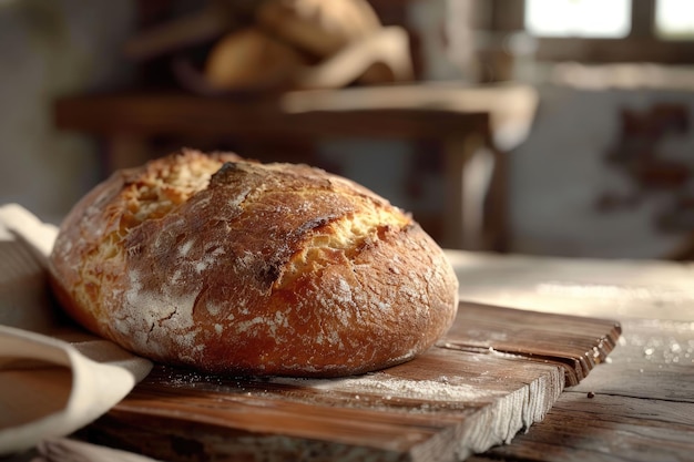 Świeżo upieczony tradycyjny chleb na drewnianym stole Świeże upieczone tradycyjne chleb na drzewnym stole