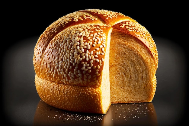 Świeżo wypiekany aromatyczny chleb pszenny na zakwasie z sezamem