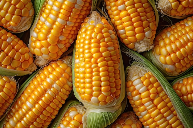 Świeżo zebrane żółte kukurydzy na targu rolniczym
