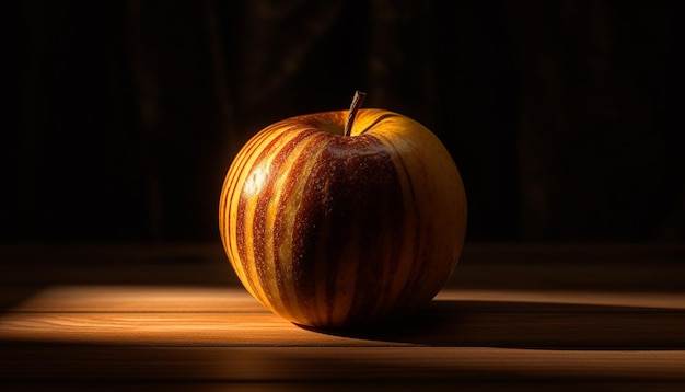 Świeżość natury na wiejskim stole zdrowe jedzenie jabłka generowane przez sztuczną inteligencję