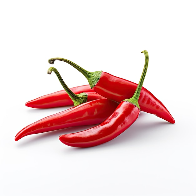 Świeży czerwony gorący chili piper na izolowanym białym tle