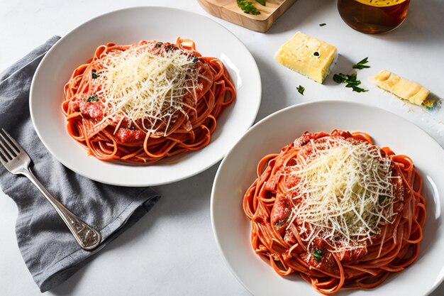 Świeży makaron z serem bolońskim i parmezanem