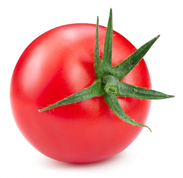 Świeży pomidor na białym tle. Ścieżka przycinająca pomidora. Świeży pomidor ekologiczny