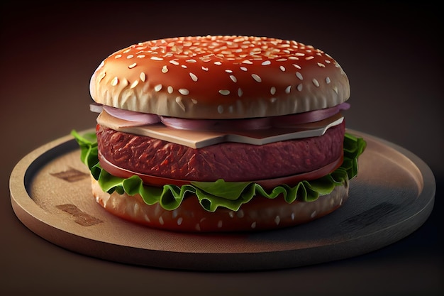 Świeży, smaczny burger Generative AI