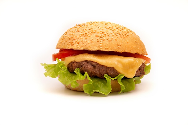 Zdjęcie świeży, smaczny burger na białym tle