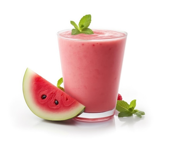 Świeży Smoothie arbuzowy lassi z arbuzowymi owocami w odosobnionym białym tle studio strzał