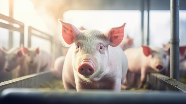 Świnia na farmie Stworzony przy użyciu technologii Generative AI